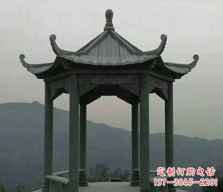 上海考究工艺,奢华大理石六角凉亭雕塑