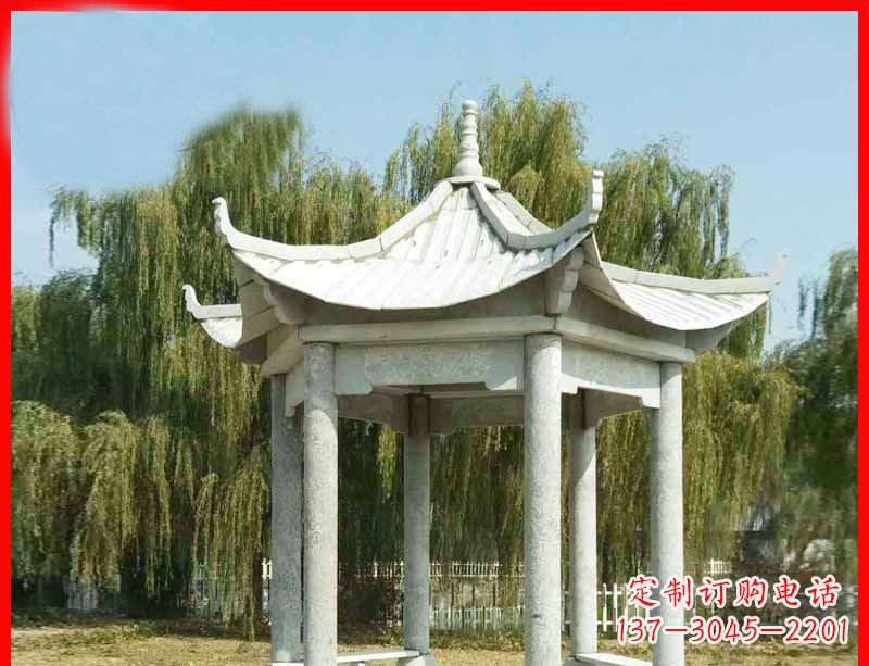 上海大理石六角凉亭公园石雕 (3)