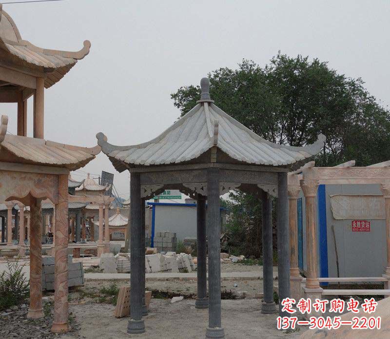 上海大理石六角凉亭公园石雕 (2)