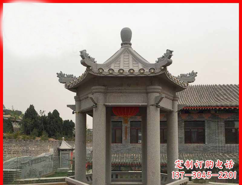 上海大理石六角凉亭公园石雕 (4)