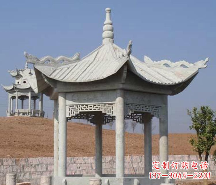 上海大理石六角凉亭石雕 (3)
