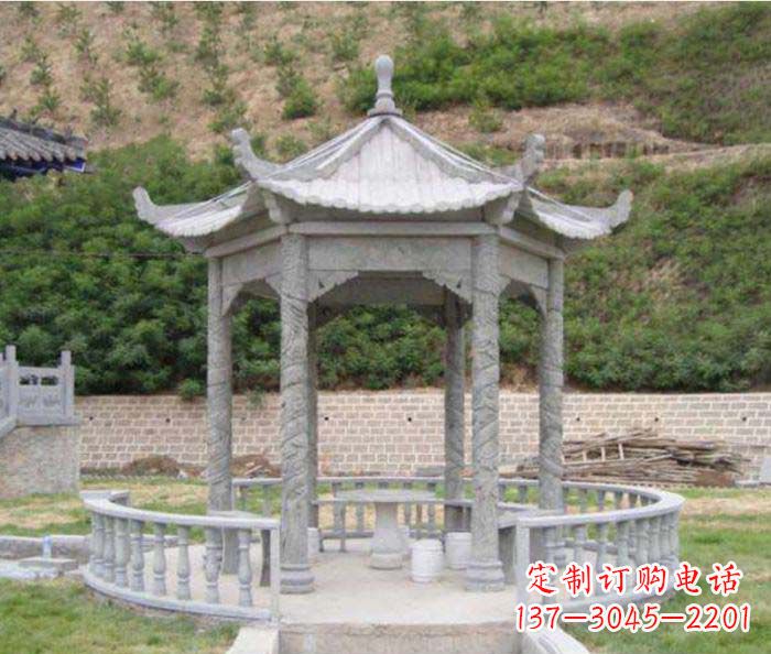 上海大理石六角石雕凉亭 (2)