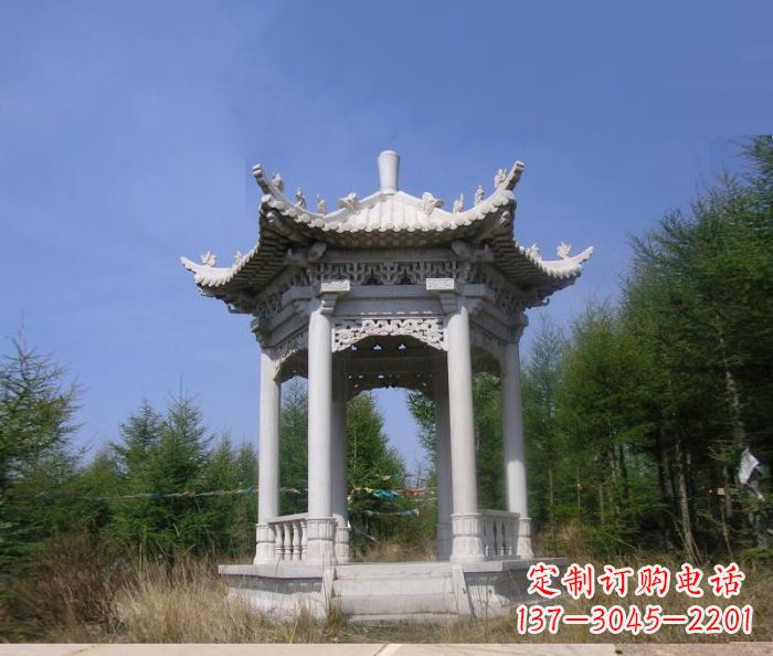 上海大理石六角石雕凉亭 (3)