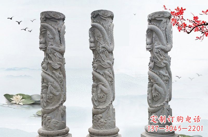上海大理石龙柱雕塑