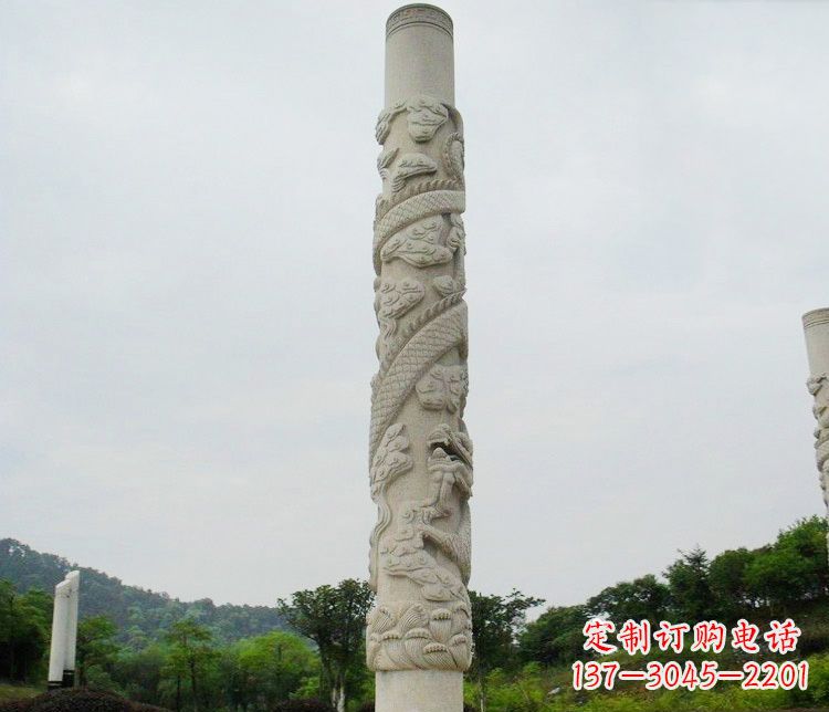 上海大理石盘龙柱雕塑