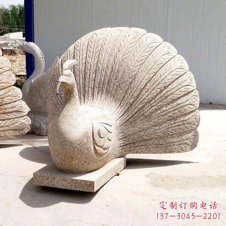 上海大理石喷水孔雀雕塑