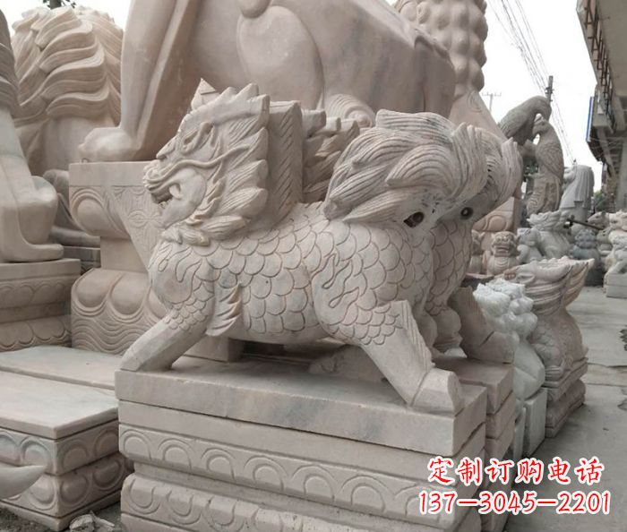上海大理石麒麟古代神兽石雕