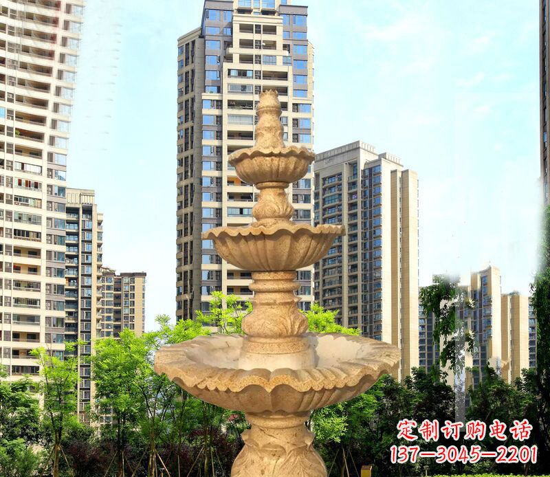 上海大理石三层喷泉公园石雕 (2)