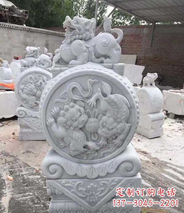 上海大理石狮子抱鼓石雕塑