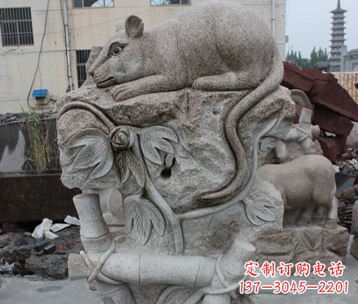 上海大理石生肖鼠石雕