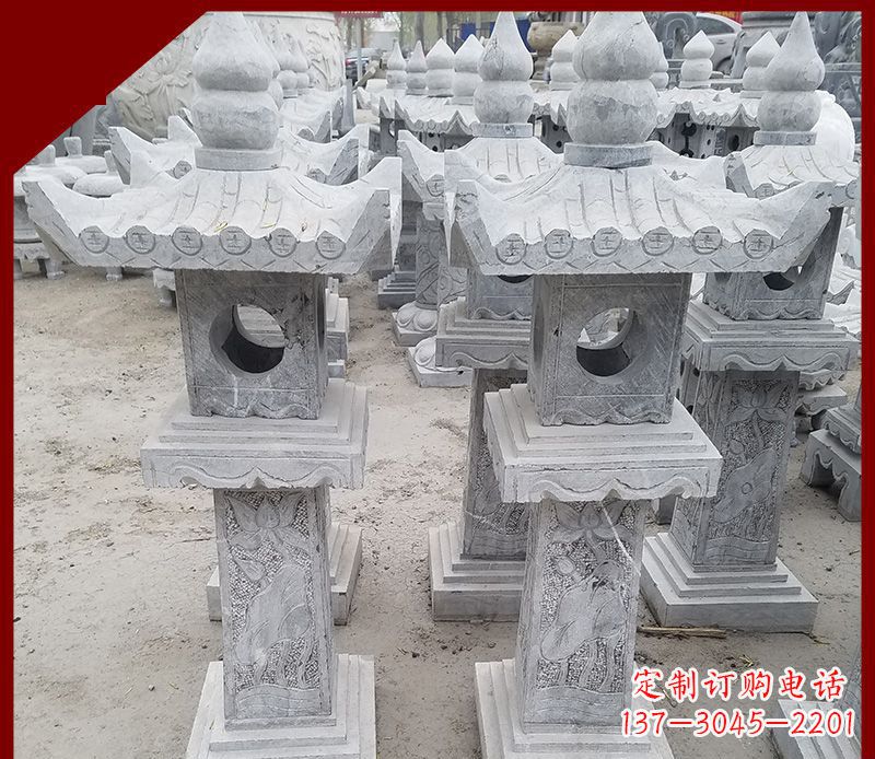 上海大理石石灯笼寺庙石雕 (2)