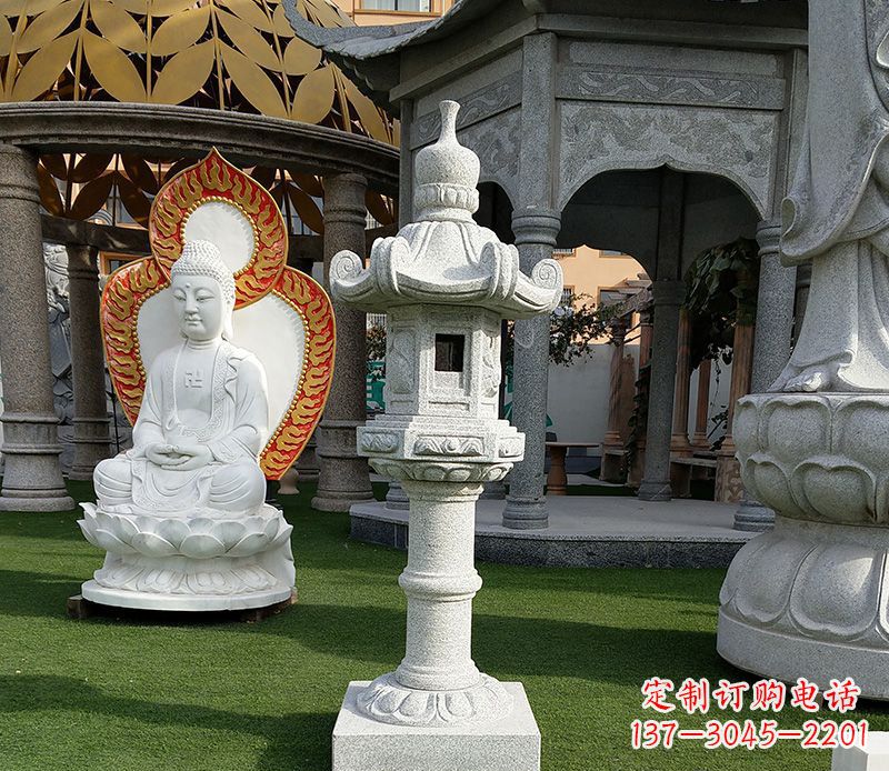 上海独特的大理石石灯笼寺庙石雕