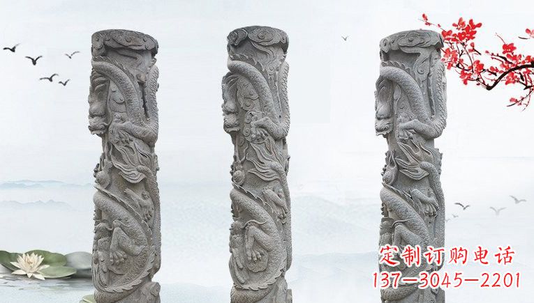 上海精美大理石龙柱雕塑