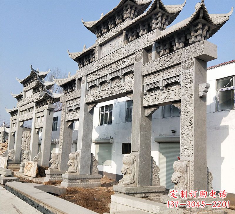上海大理石石雕牌坊雕塑定制