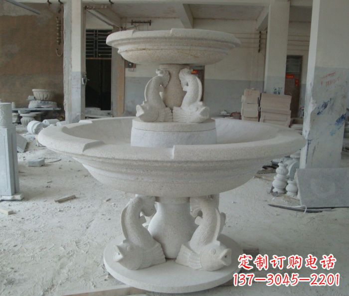 上海高端大理石双层喷泉雕塑