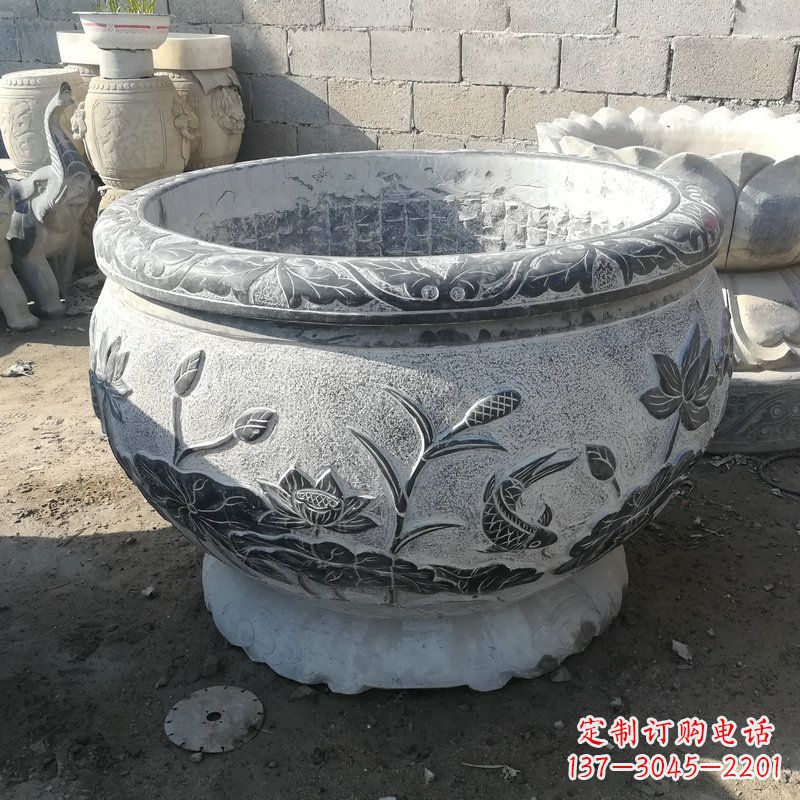 上海大理石园林水缸摆件