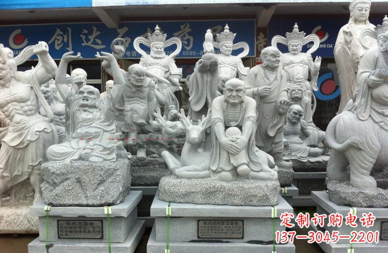 上海大理石坐式罗汉禅修雕塑