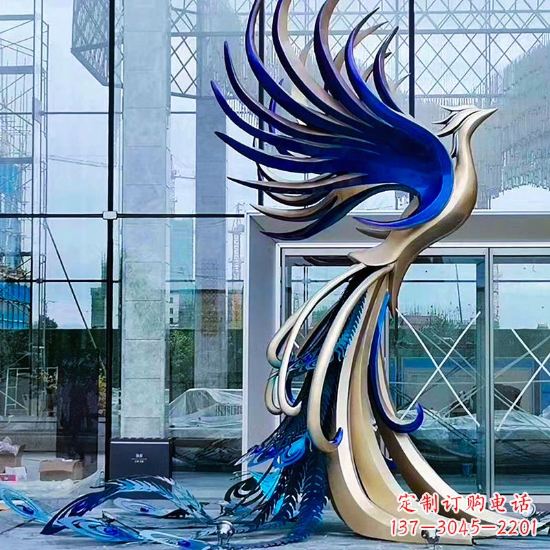 上海精美彩绘不锈钢孔雀雕塑