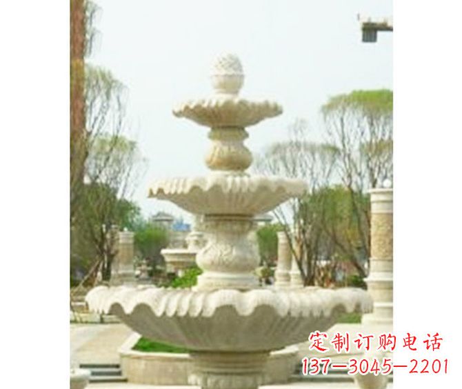上海圆润线条的精美喷泉石雕