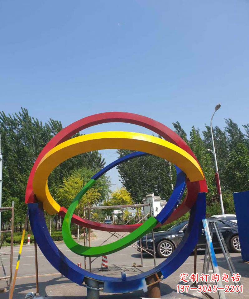 上海大型不锈钢广场圆环景观雕塑