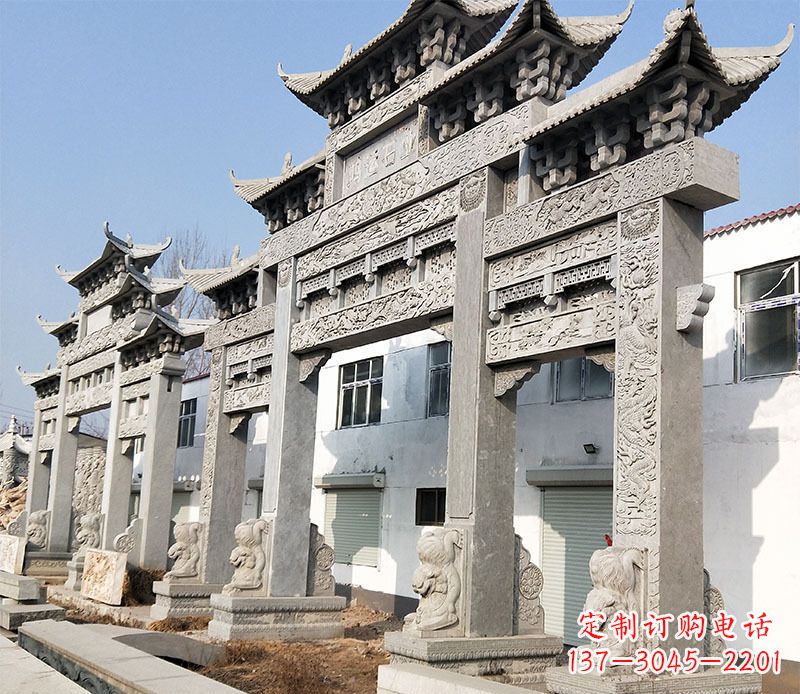 上海五门仿古牌坊石雕