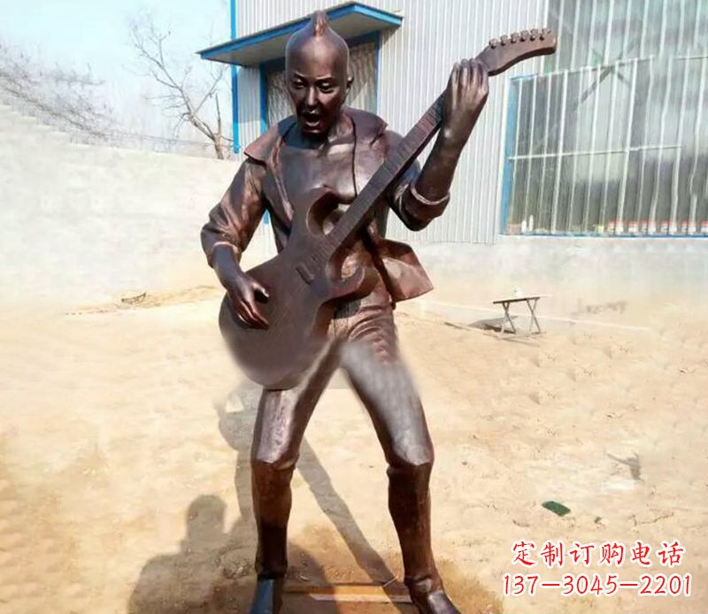 上海精致细腻的铜吉他雕塑