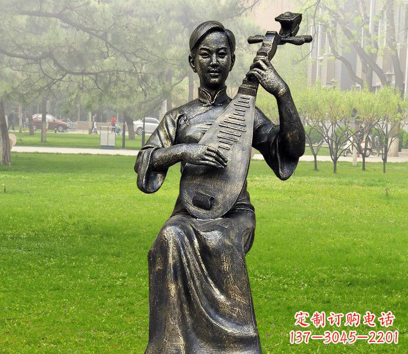 上海高质量青铜人物弹琵琶雕塑