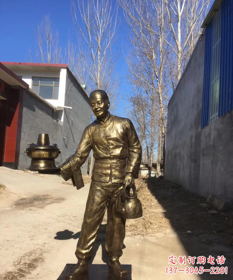 上海店小二铜雕火锅人物定制