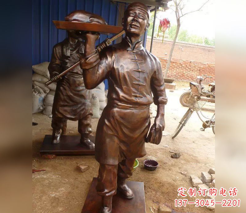 上海店小二铜雕，精美绝伦，永传佳话