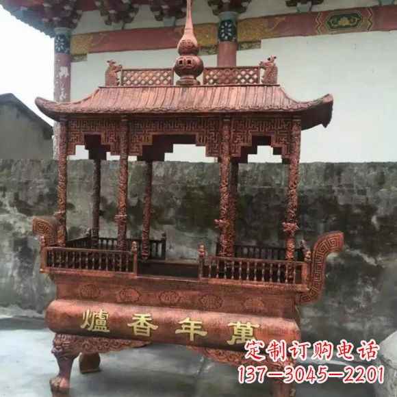 上海雕刻蝙蝠铜香炉