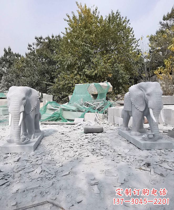 上海优雅精美大象石雕