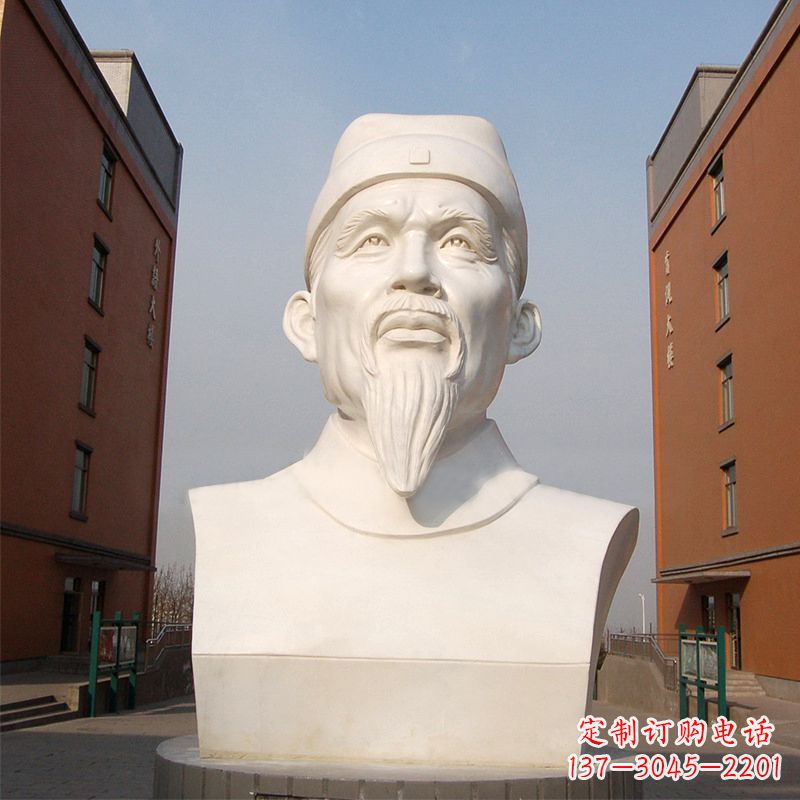 上海杜甫石雕像-学校校园历史名人唐代著名诗人头像
