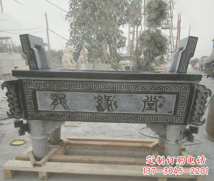 上海方形四足香炉石雕艺术品