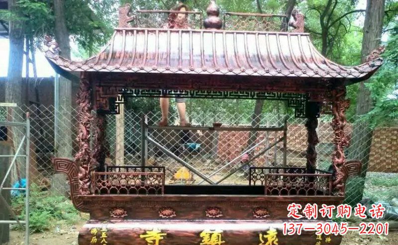 上海方形寺庙香炉铜雕塑