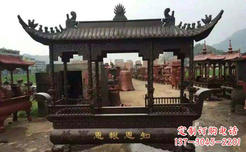 上海精美方形寺庙铜香炉雕塑