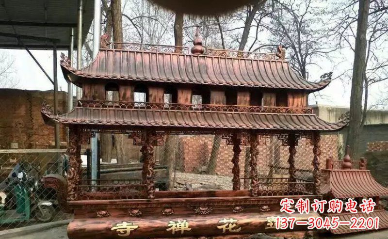 上海方形寺庙香炉铜雕