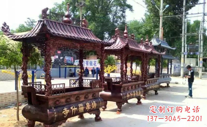 上海传统方形香炉铜雕塑