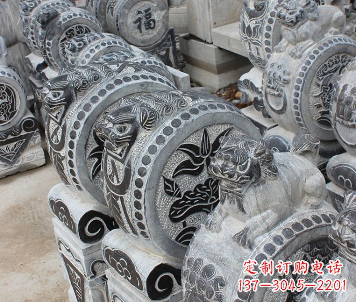 上海传统风格抱鼓石招财门墩雕塑