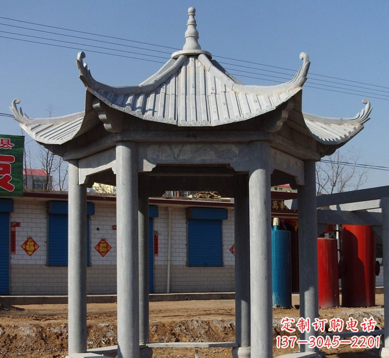 上海仿古六角凉亭石雕 (6)