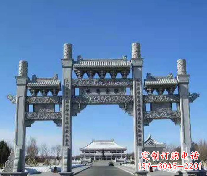 上海领雕仿古三门石牌坊