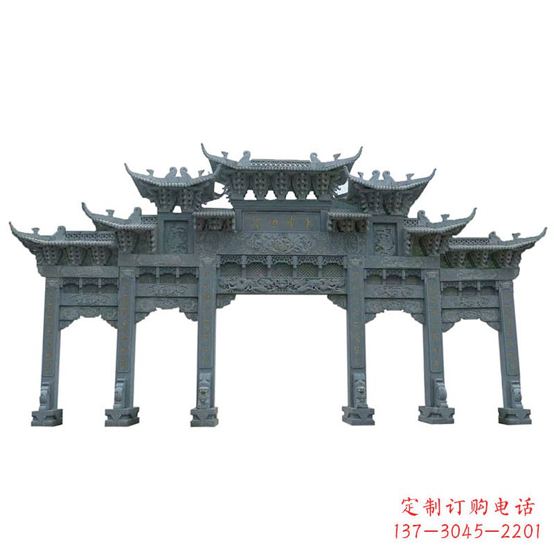 上海中领雕塑牌楼石雕艺术定制的精美雕塑