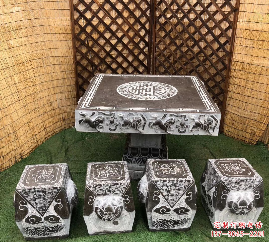 上海仿古石桌凳公园景观石雕