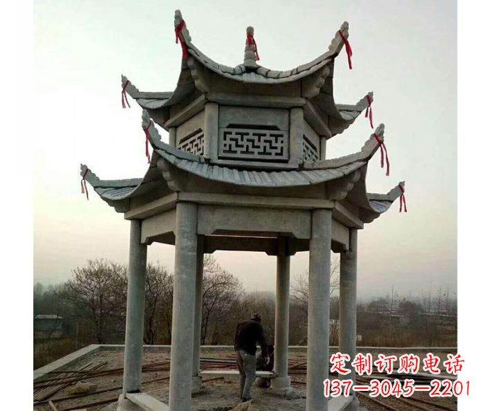 上海仿古双层石雕凉亭
