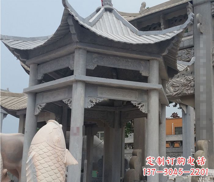 上海精美仿古双层石雕凉亭