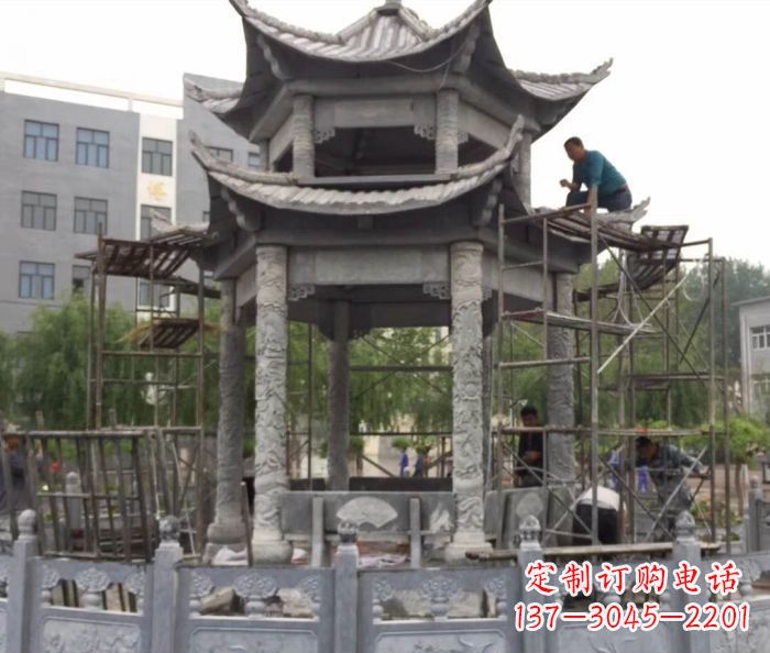 上海仿古双层石雕凉亭