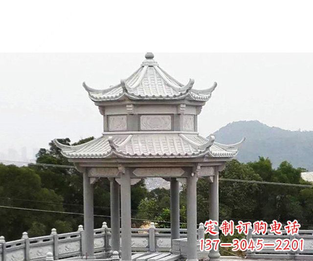 上海仿古双层石雕凉亭