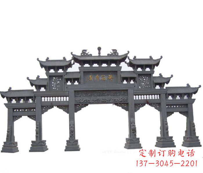 上海仿古五门牌坊石雕