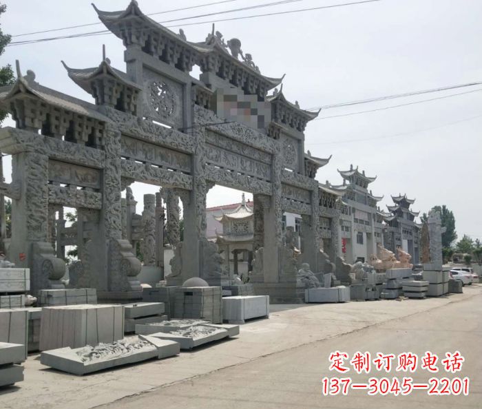 上海仿古五门石雕牌坊