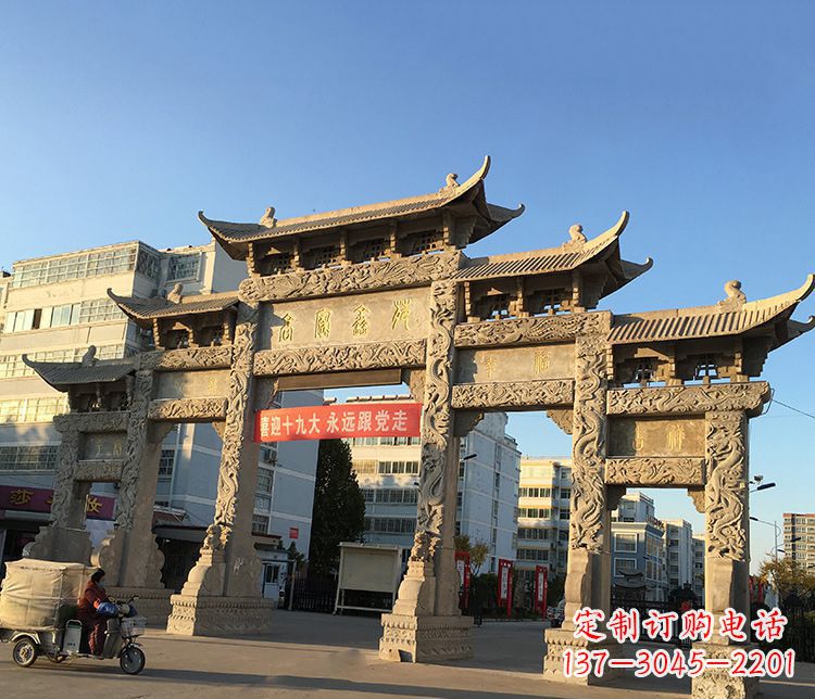上海仿古五门石牌坊石雕