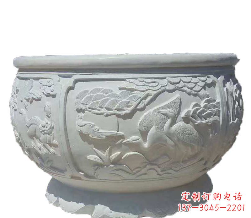 上海精美仿古鱼缸石雕花盆雕塑